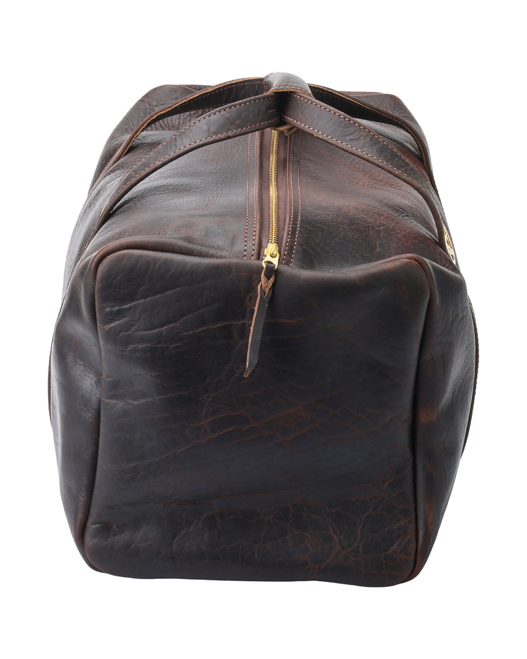 Andromeda Duffle in Bison Brown, end view