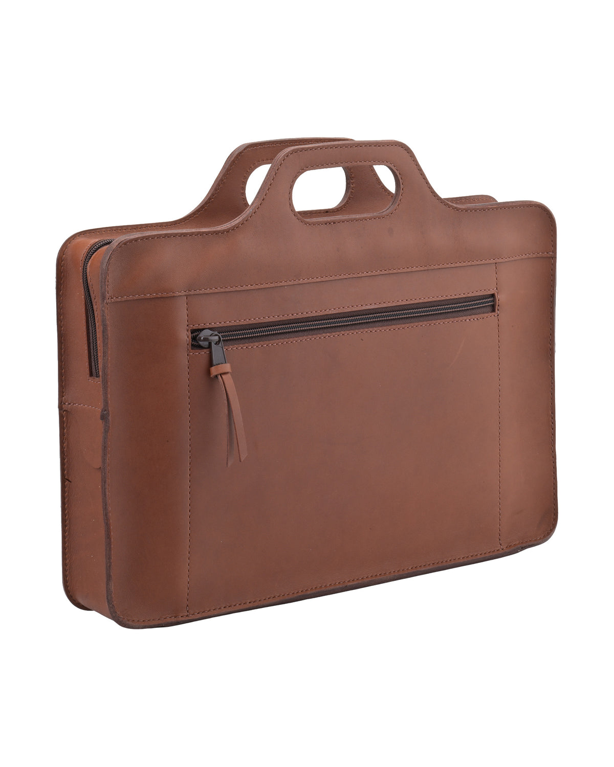 Bornheim Briefcase in Golden Burgundy, back view
