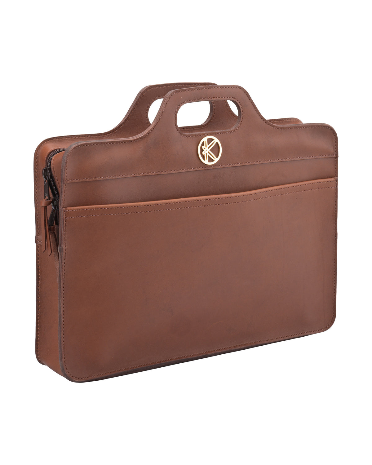Bornheim Briefcase in Golden Burgundy, front view