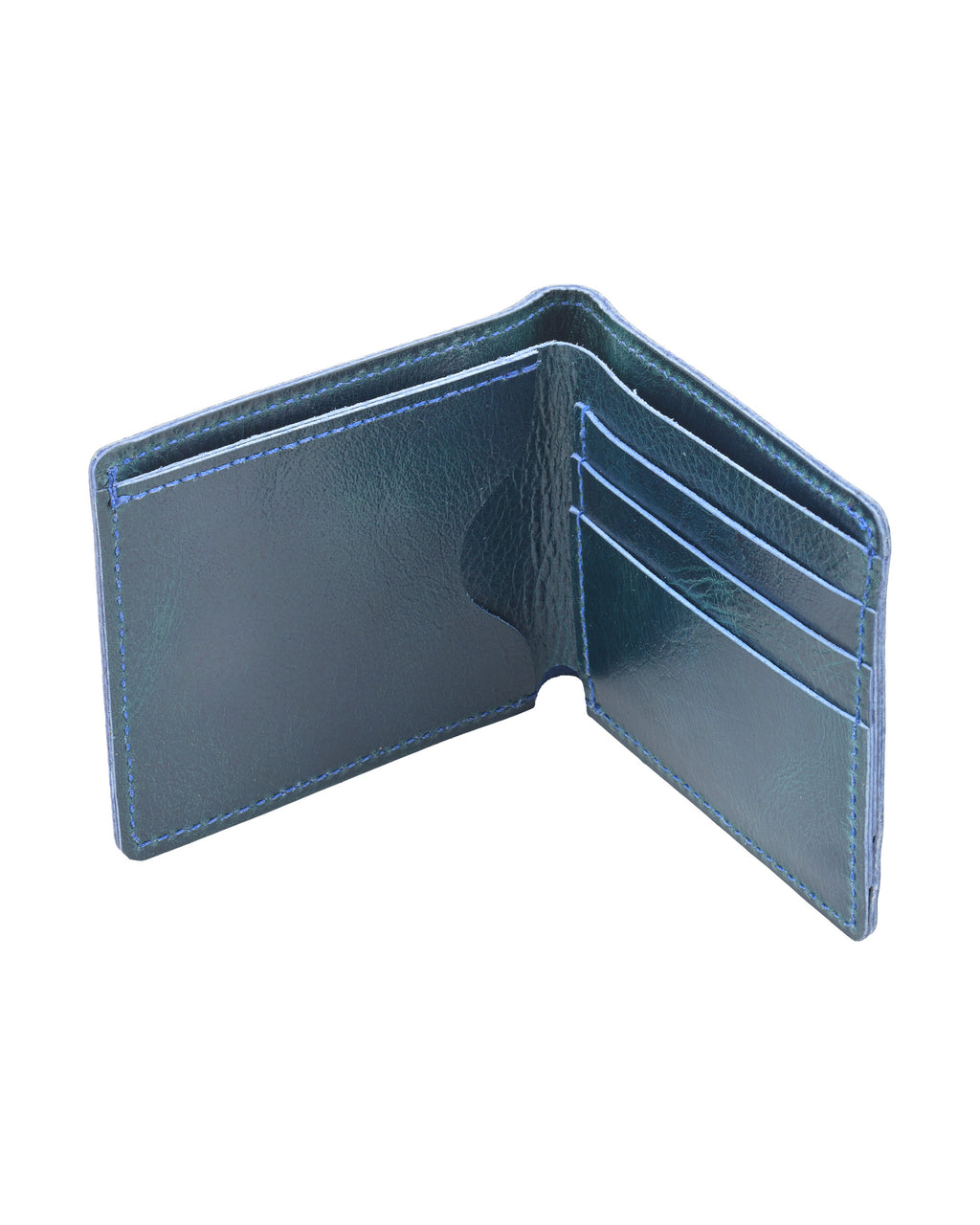 Cyprian Wallet in Apatite Blue, inside view