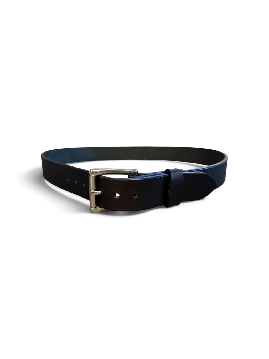 Helios Belt in black with chrome metal buckle