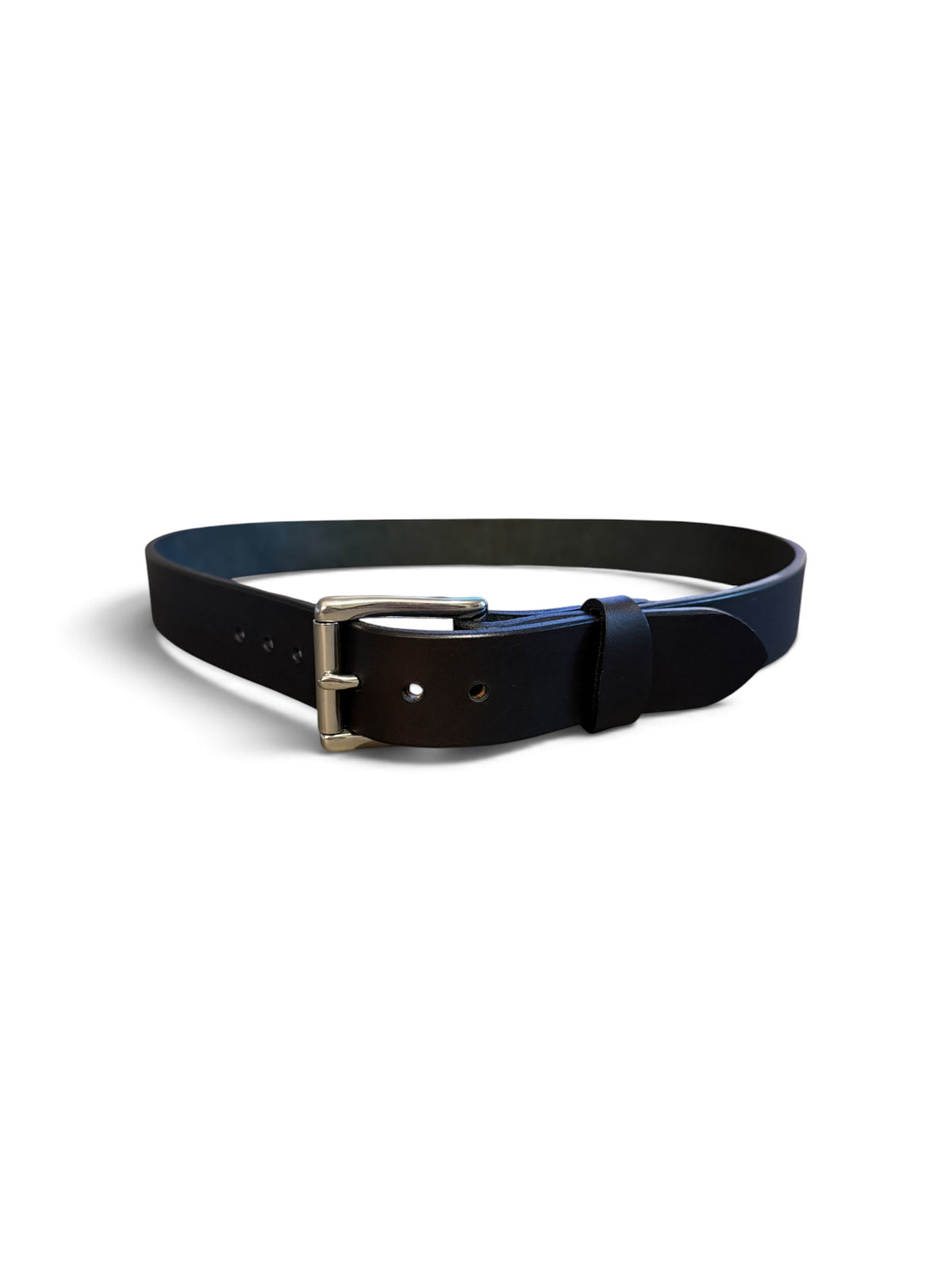 Helios Belt in black with chrome metal buckle